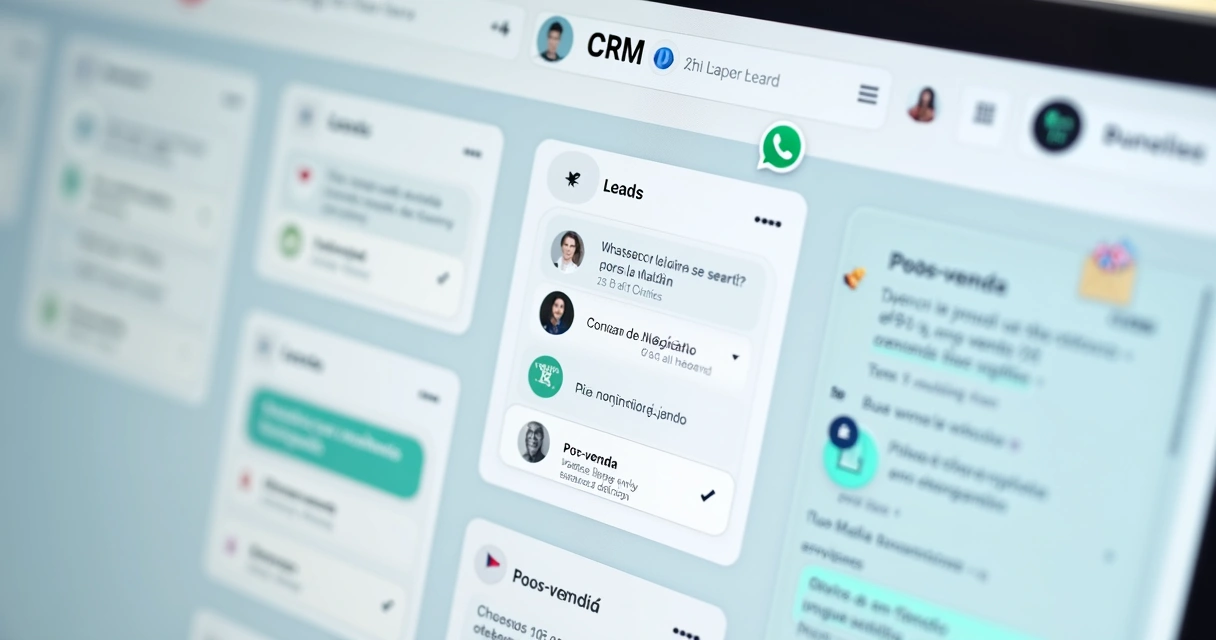 Quadro Kanban digital com fases de vendas integradas ao WhatsApp