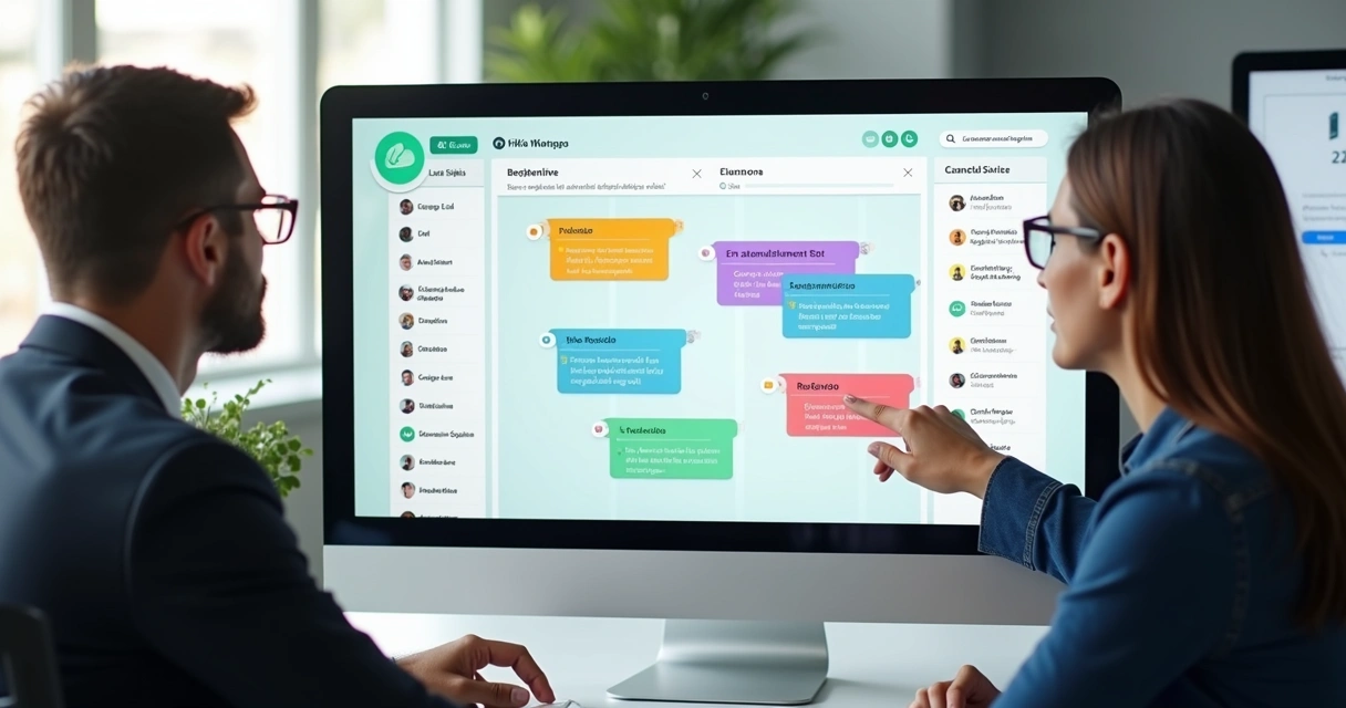 Tela de CRM Kanban conectada ao atendimento híbrido WhatsApp