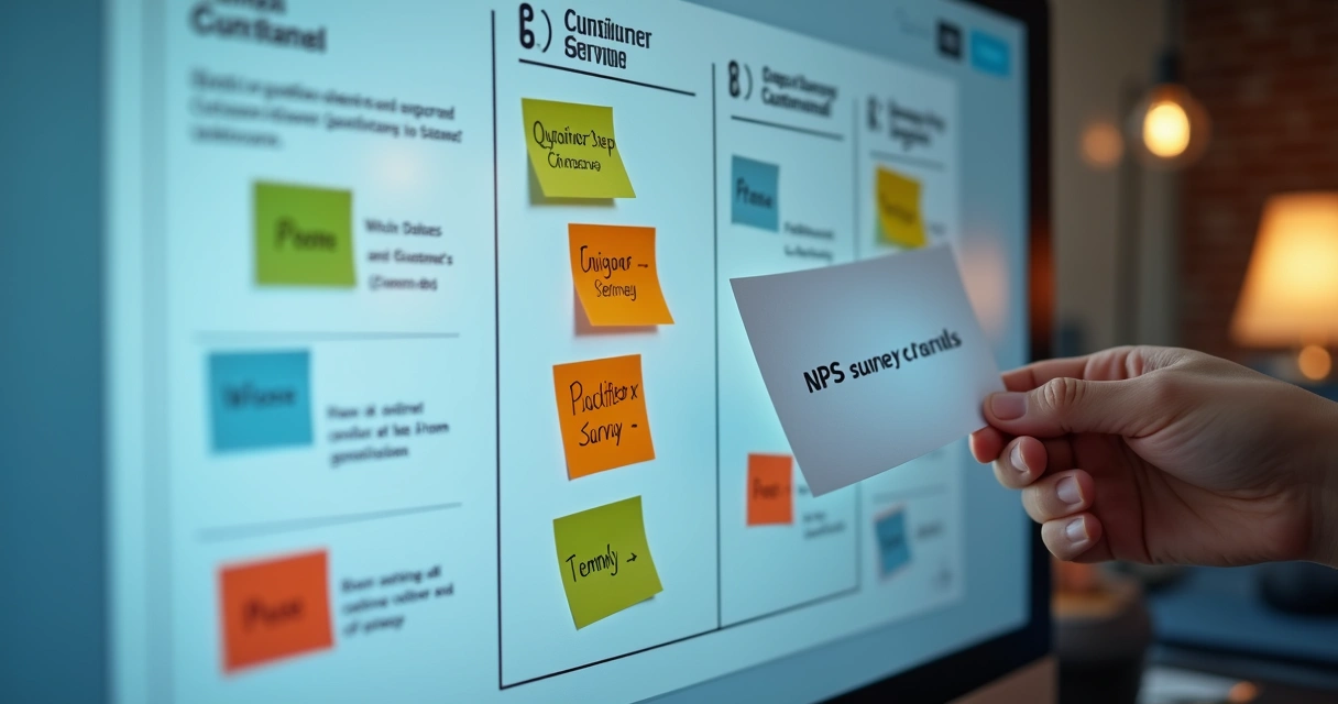 Etapas de atendimento visualizadas em kanban com pesquisa de satisfação 
