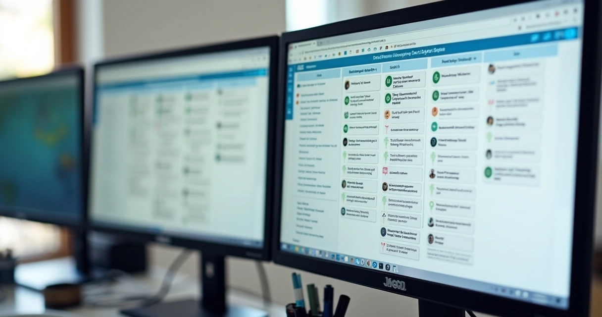 Painel de CRM Kanban com cards de imobiliária