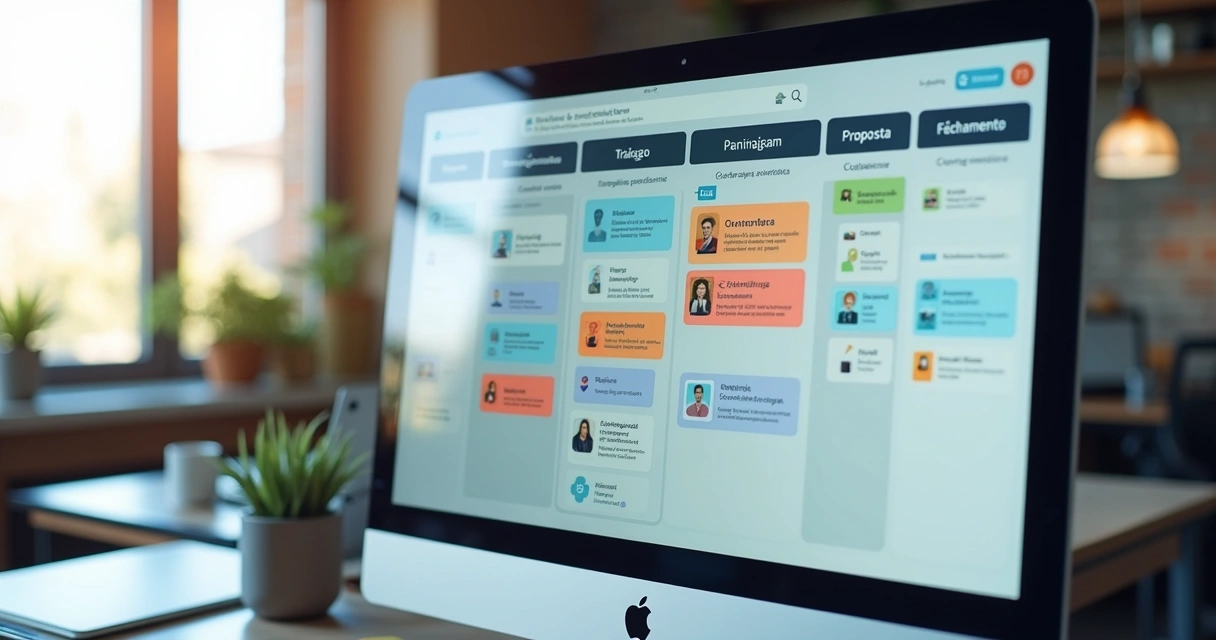 CRM Kanban com fluxos automatizados