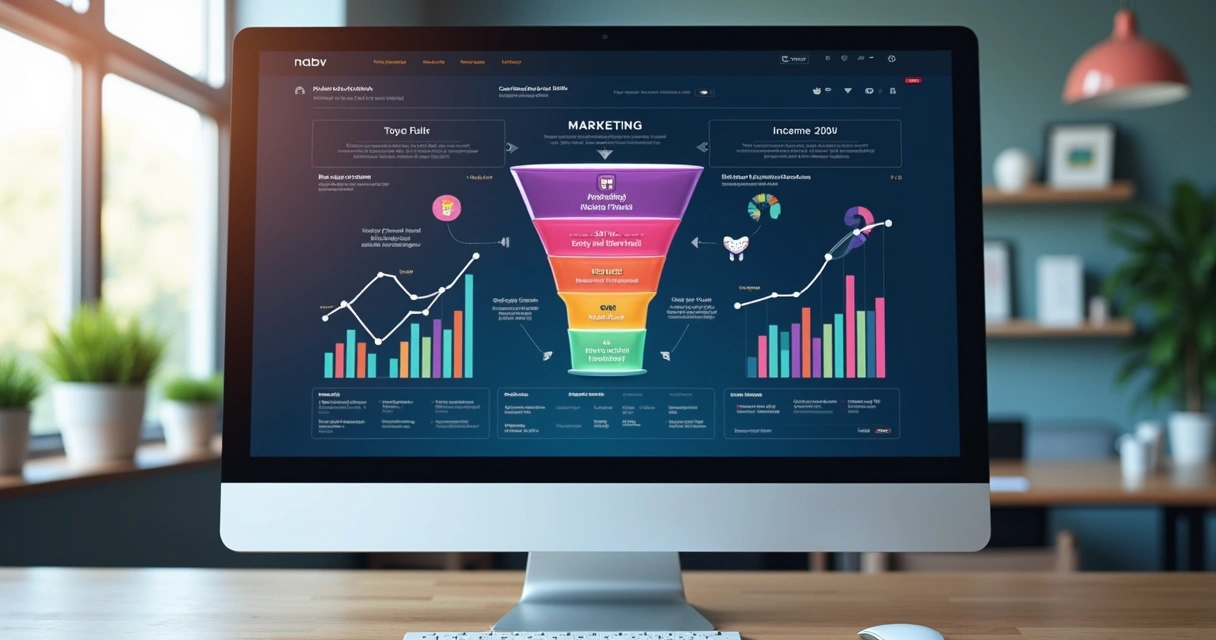 CRM em tela digital mostrando funil de captação de pacientes 