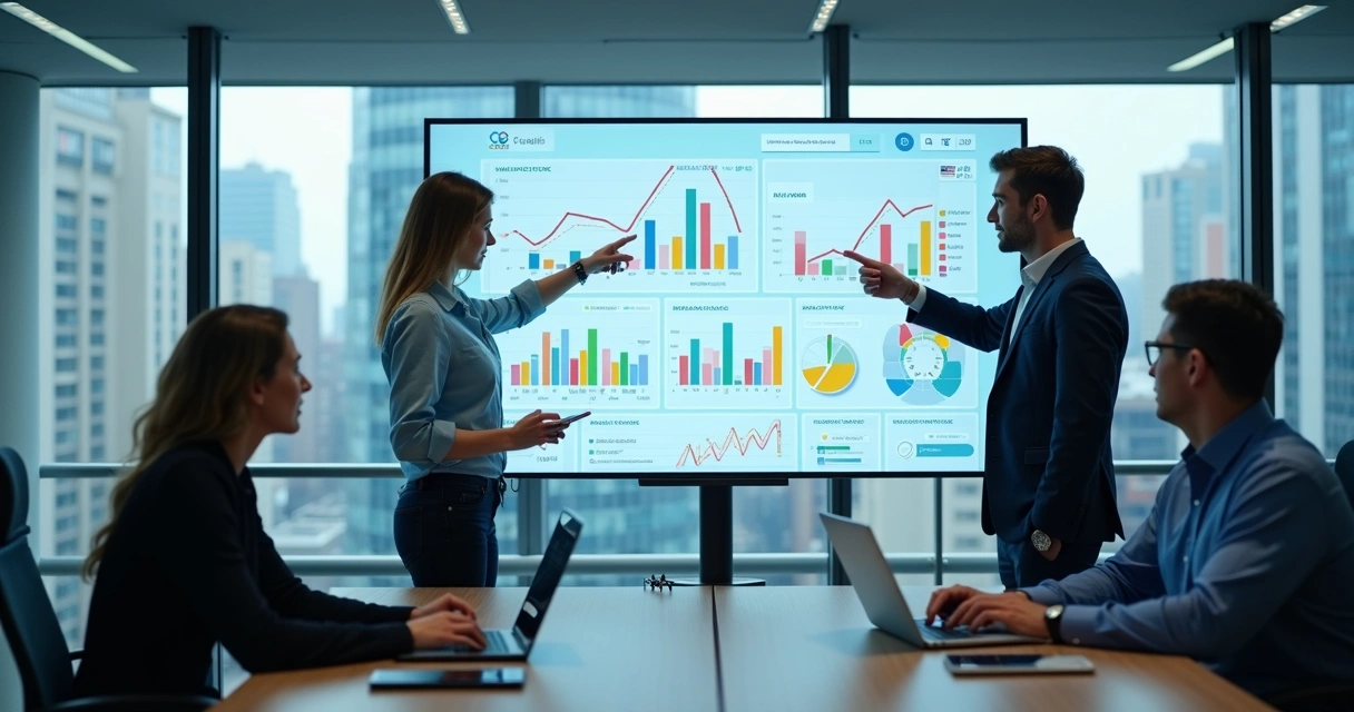 Equipe de marketing e vendas trabalhando em CRM 