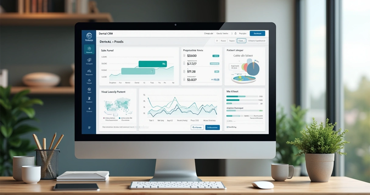 Dashboard de CRM odontológico mostrando funil de vendas para clínicas