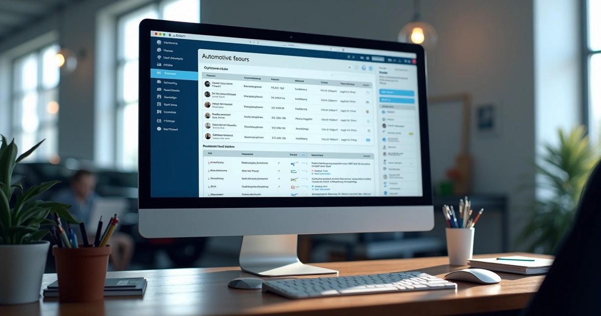 Painel de CRM automotivo aberto com lista de clientes 