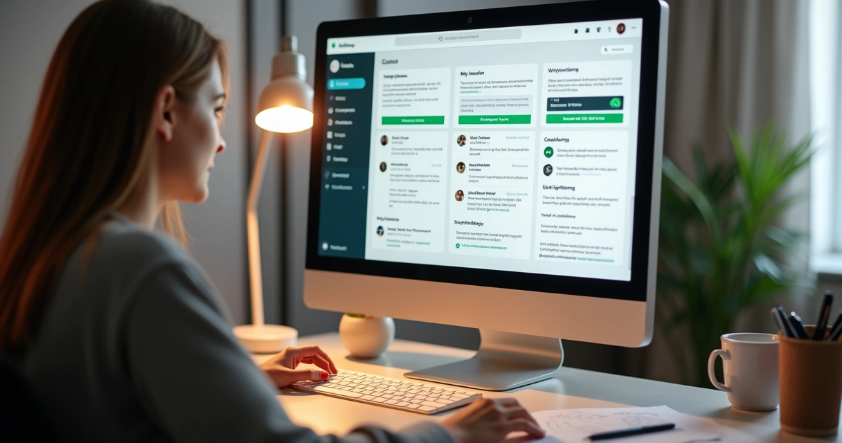 Tela de computador com CRM mostrando organização de contatos do WhatsApp