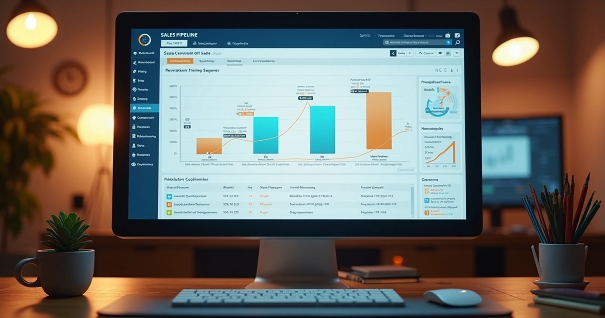 Painel de CRM mostrando fases do pipeline de vendas em sequência 