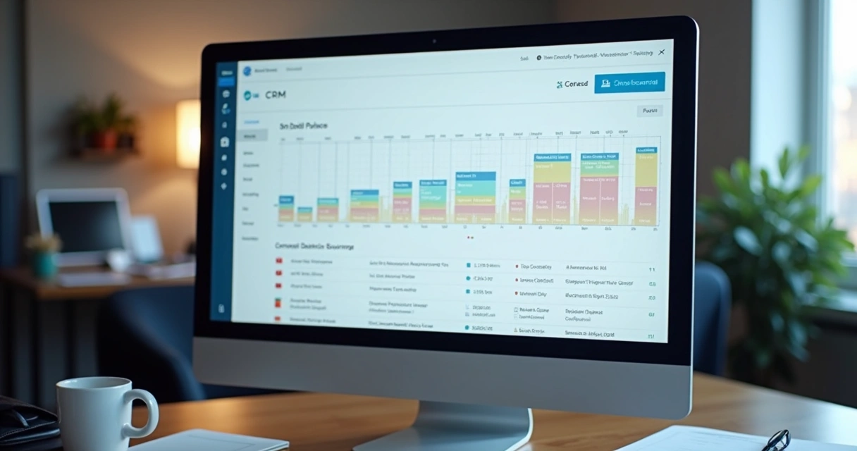 Dashboard de CRM exibindo funil de vendas e informações de contatos 
