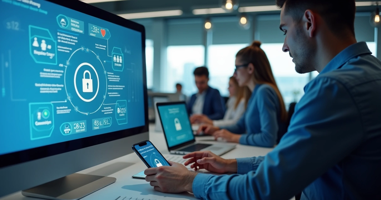 CRM mostrando configuración de privacidad y usuarios accediendo responsablemente 