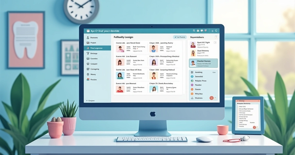 Tela de CRM para odontologia com informações do paciente e lembretes de aniversário