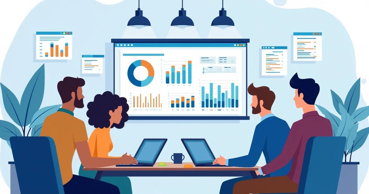 Equipe de vendas analisando dados em uma tela de CRM