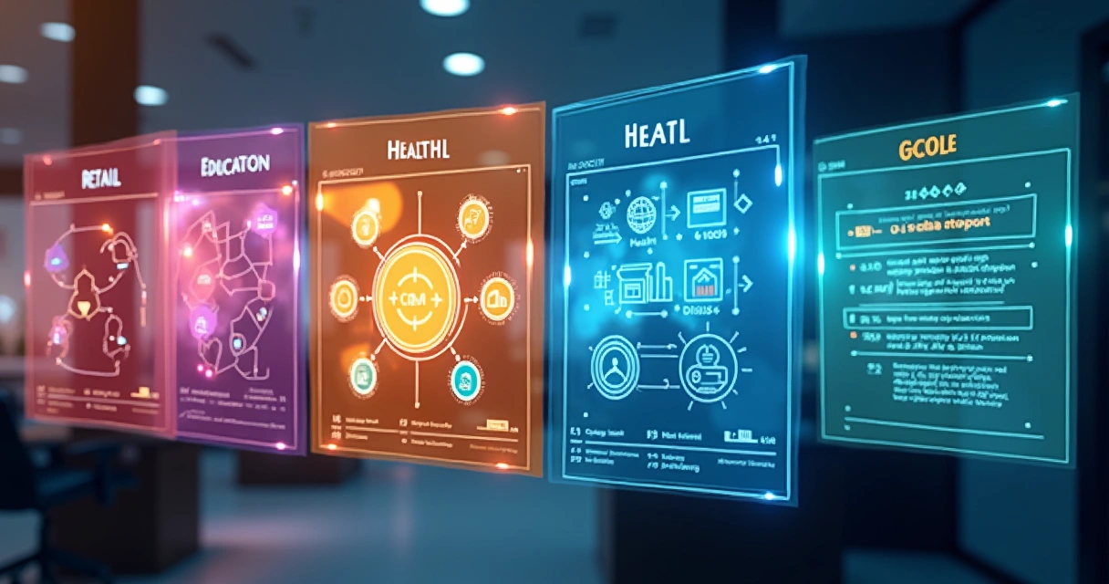Diferentes setores usando recursos específicos em CRM personalizado 