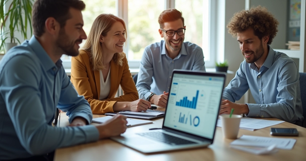 Equipe pequena de vendas usando CRM simples 