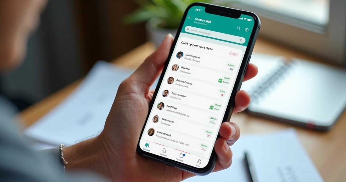 Tela de CRM simples no celular com lista de clientes e retornos 