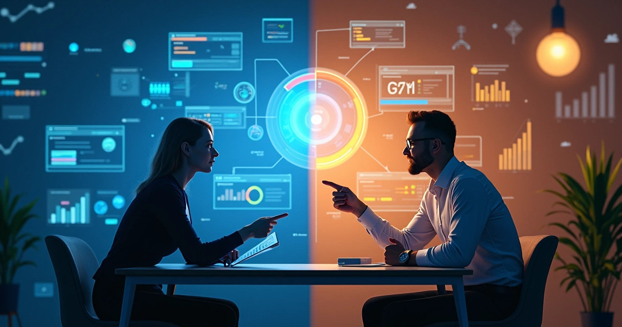 Comparação visual consultoria e software no contexto de vendas 