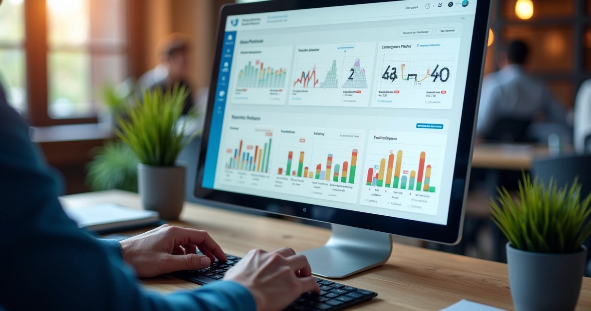Dashboard de CRM visual mostrando funil de vendas e contatos 