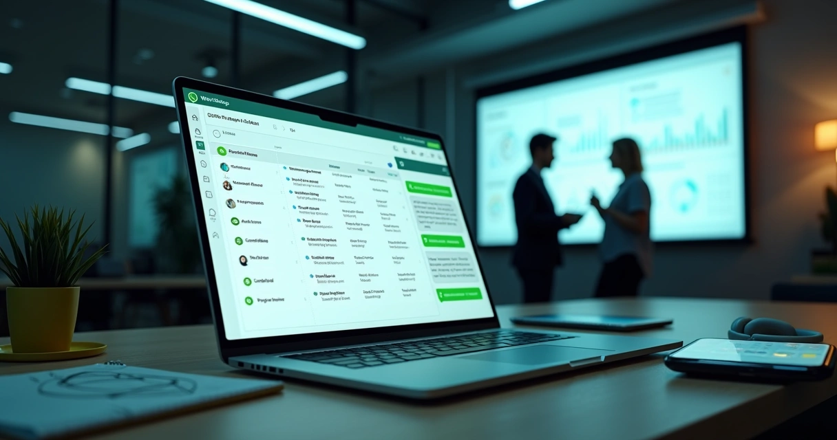 Tela de CRM com funil de vendas integrada ao WhatsApp em agência de marketing 