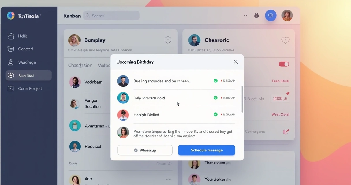 CRM do WhatsApp mostrando lista de aniversariantes e automação de mensagens