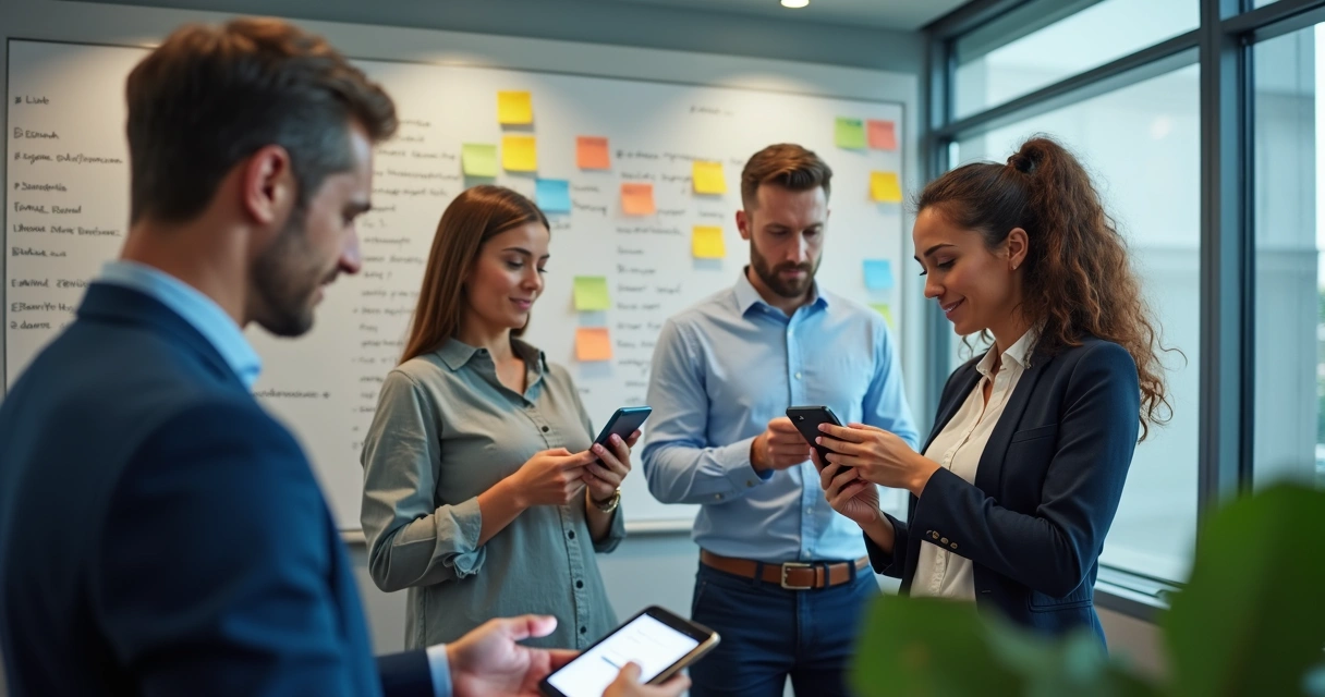Equipe de vendas usando WhatsApp e analisando clientes no painel de CRM 