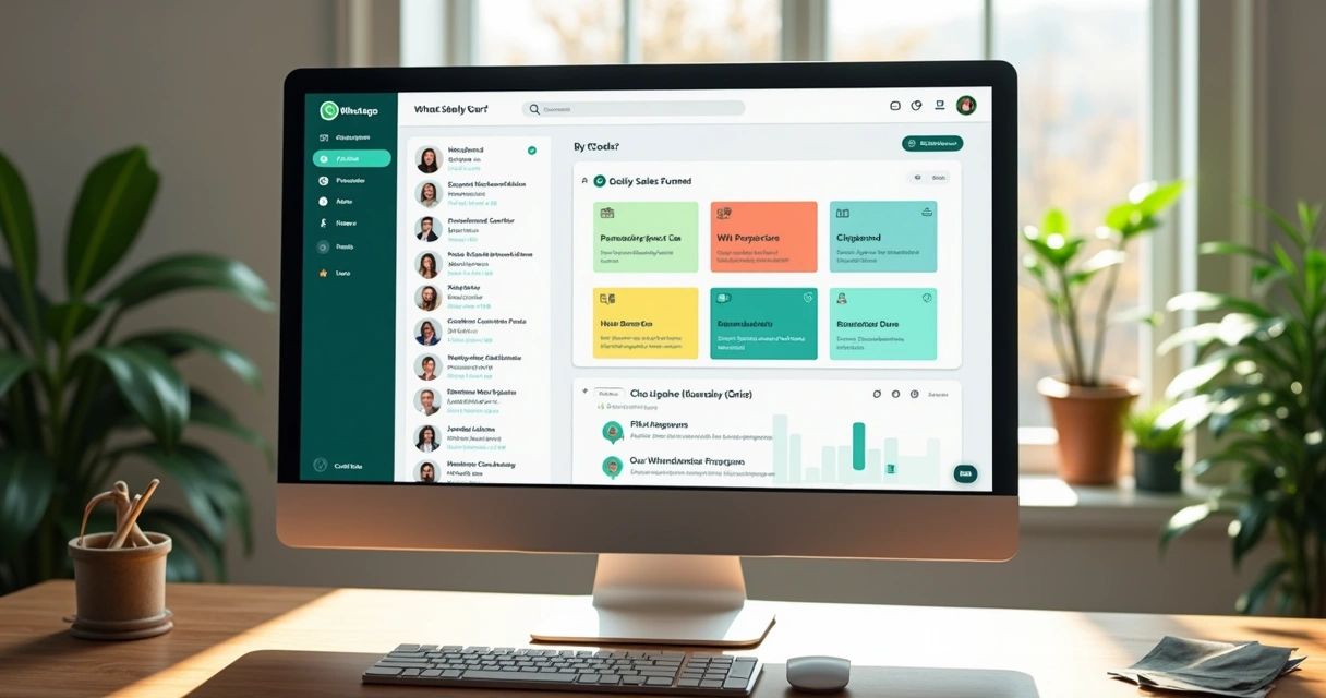 Painel de CRM visual para WhatsApp mostrando funil de vendas e automação de mensagens