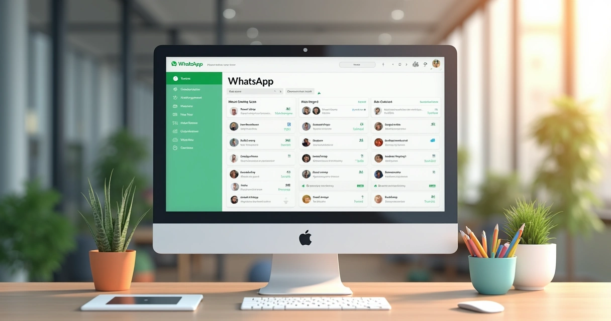Sistema de CRM exibindo integração com WhatsApp em tela de computador