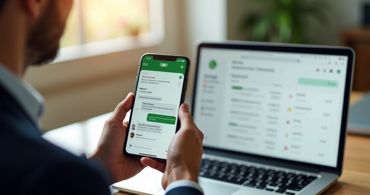 Pessoa organizando oportunidades em CRM no celular com WhatsApp
