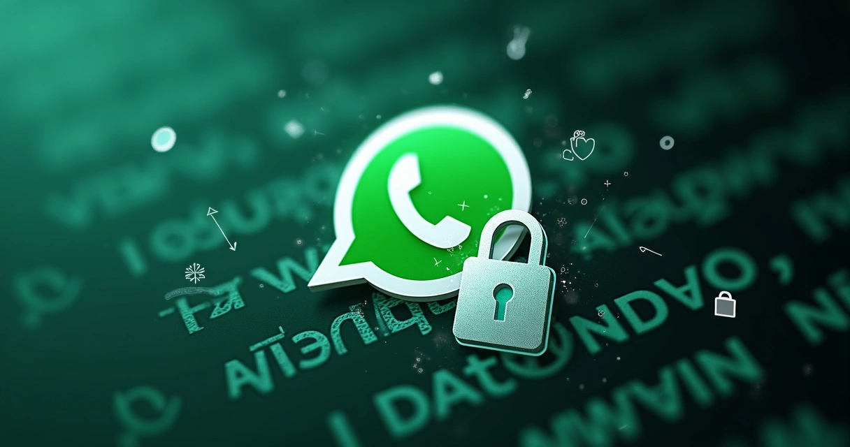 Representação visual da privacidade dos dados no WhatsApp, incluindo cadeado digital 