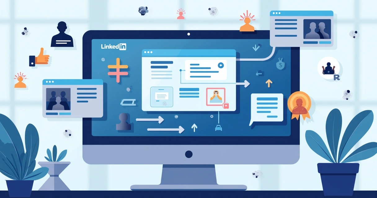 Fluxo digital de agendamento no LinkedIn com automação 