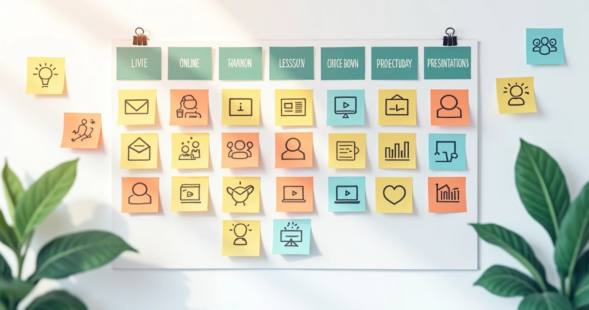 Cronograma visual de capacitação digital com diferentes formatos de ensino 
