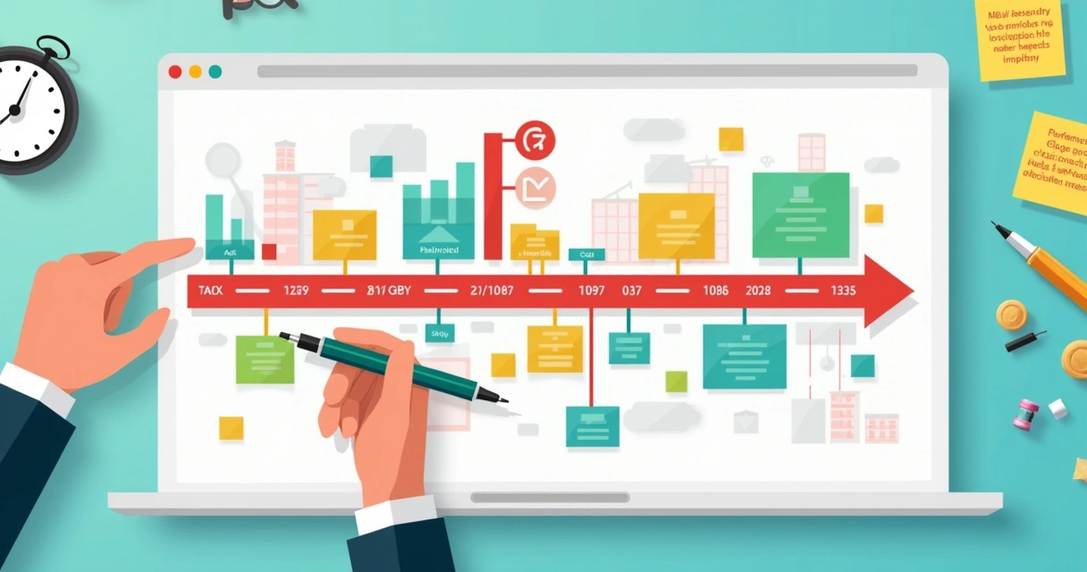 Cronograma com cores mostra progresso de obras. 