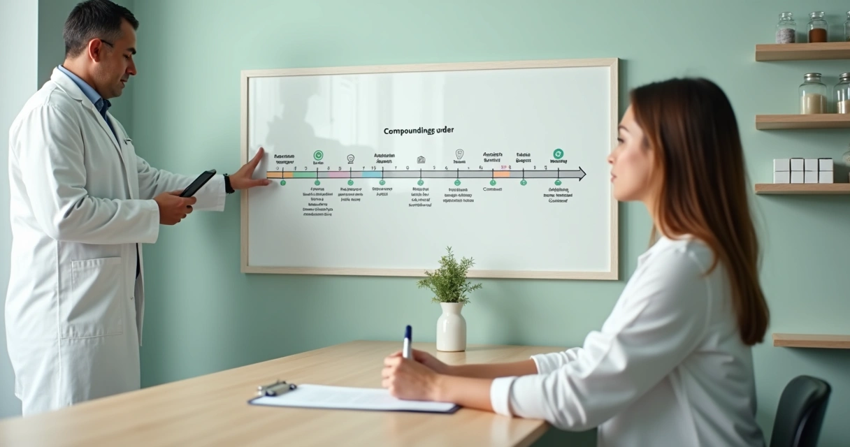 Mulher observando linha do tempo de manipulação em quadro com etapas do pedido 