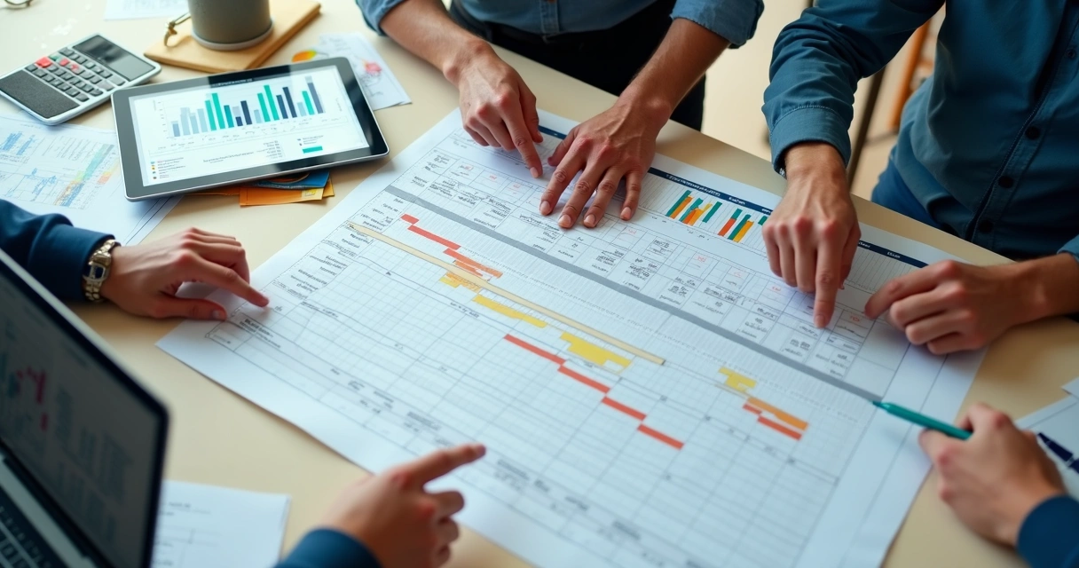 Cronograma de obra em formato de tabela com datas, tarefas e valores 