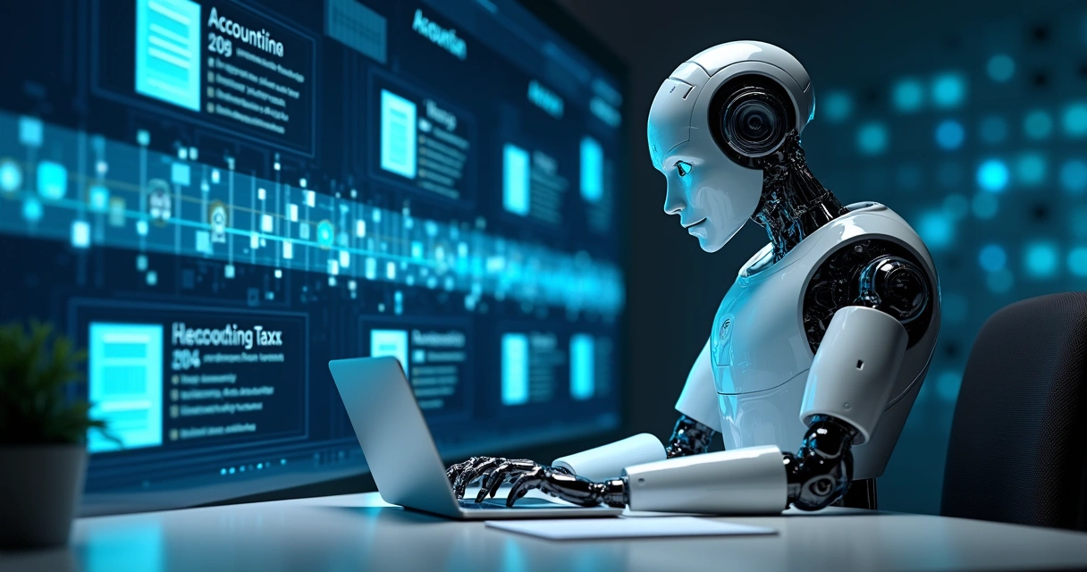 Robô digital controlando cronograma de tarefas contábeis 