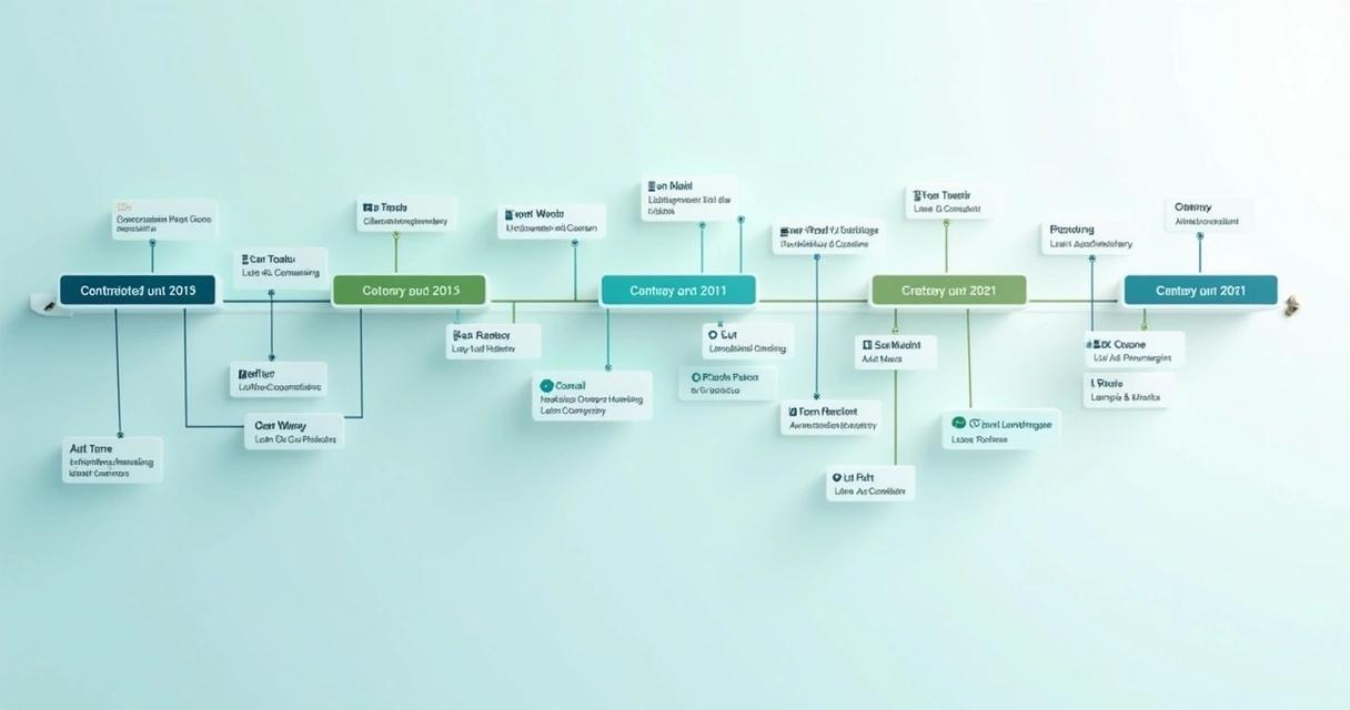 Cronograma visual com etapas de contrato e prazos destacados em cores 