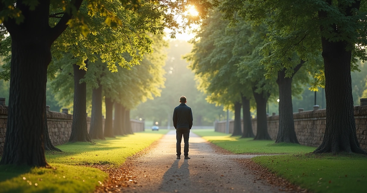 Person standing at a crossroads in thoughtful pause