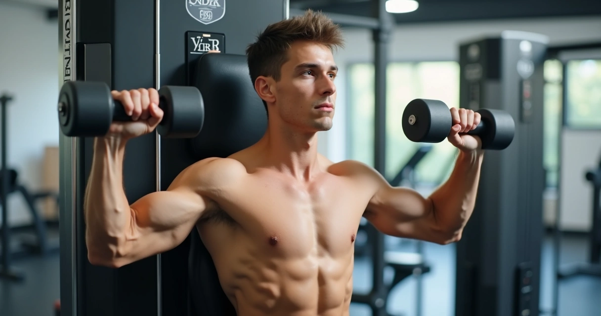 Pessoa usando máquina peck deck para crucifixo reverso