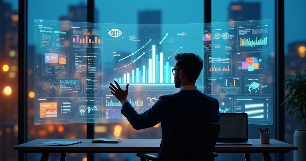 Profissional conecta dados internos e públicos em painel digital de vendas 