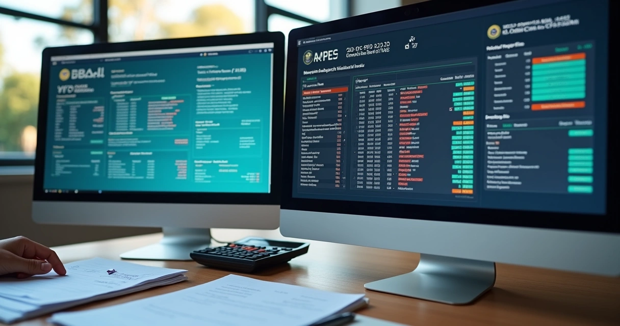 Painel com notas fiscais digitais e alertas de divergência tributária