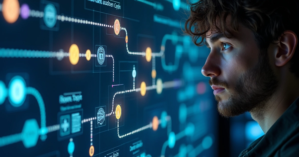 Examining crypto coins passing through a tumbler mixer diagram. 