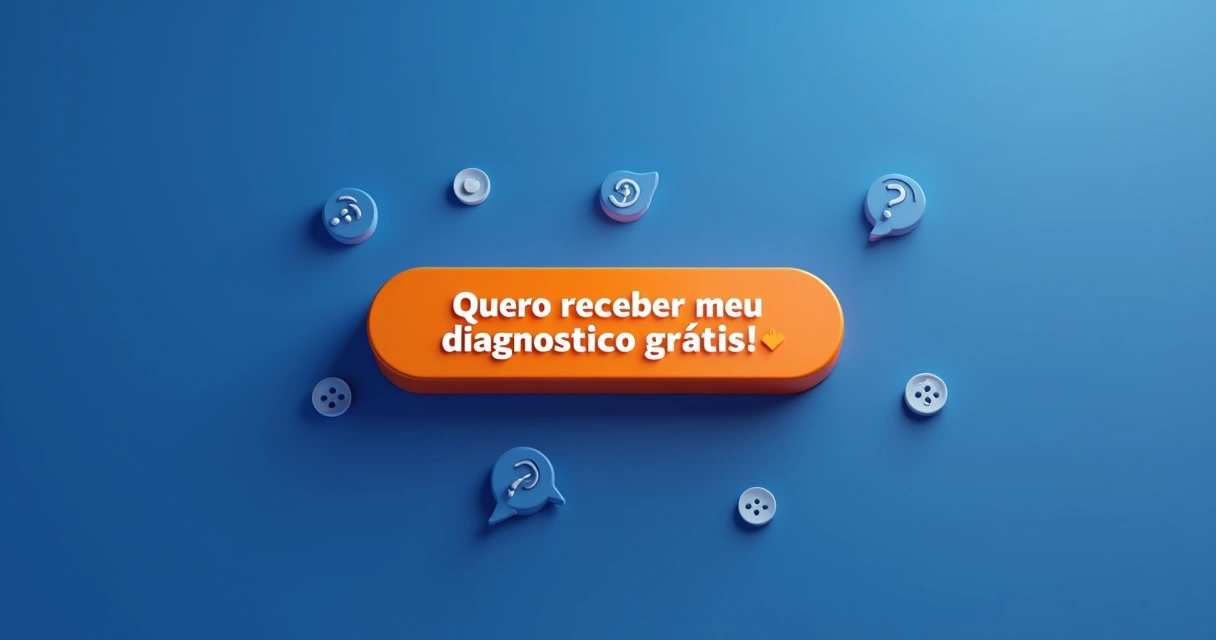 Botão de call-to-action laranja destacado sobre fundo azul escuro 