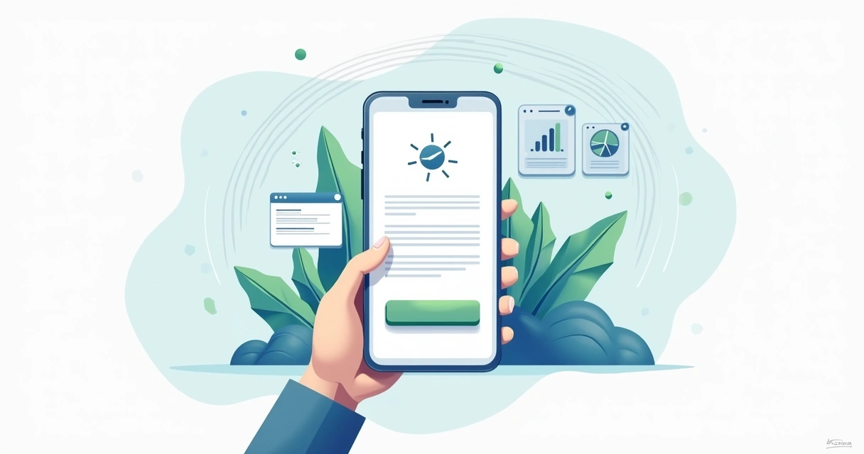 Tela de celular com landing page rápida e botão de ação em destaque