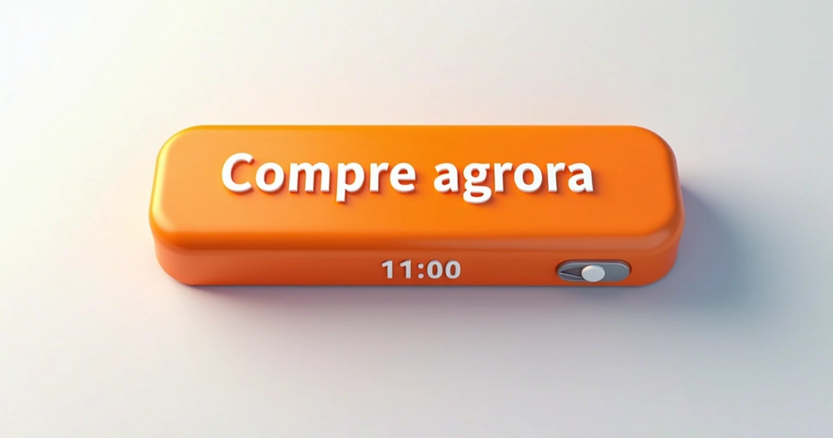 Botão laranja escrito Compre agora em página de venda, com contador de tempo ao lado 