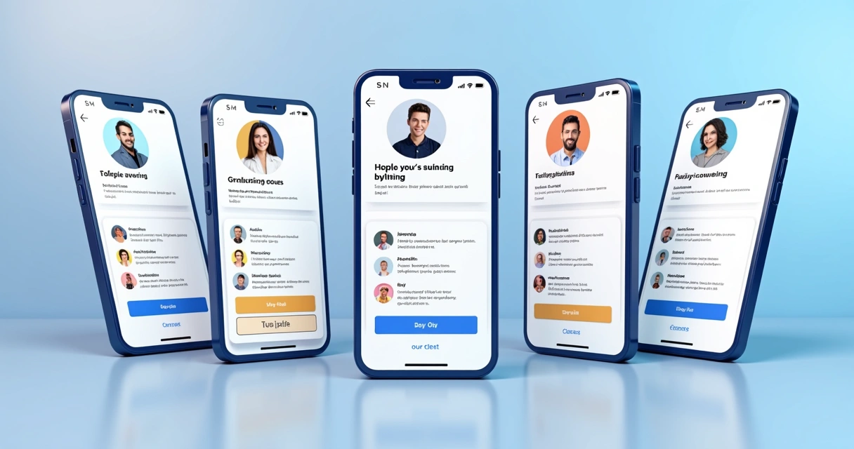 Botões de CTA variados em páginas de perfil de redes sociais. 