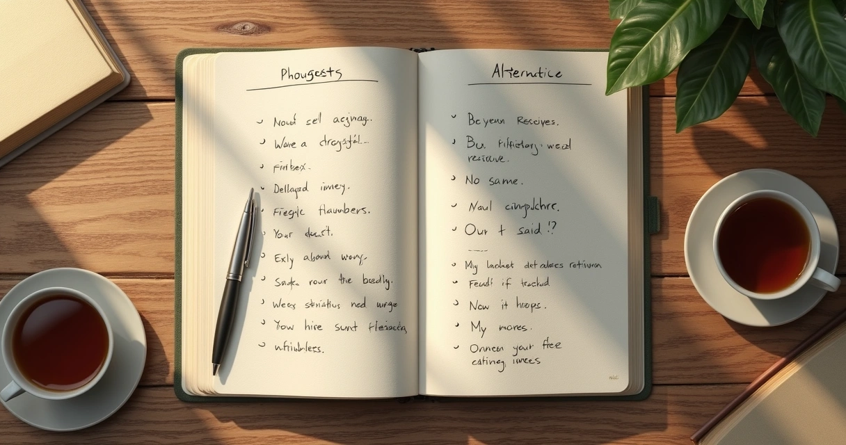 Cuaderno con pensamientos escritos y notas de reflexión 