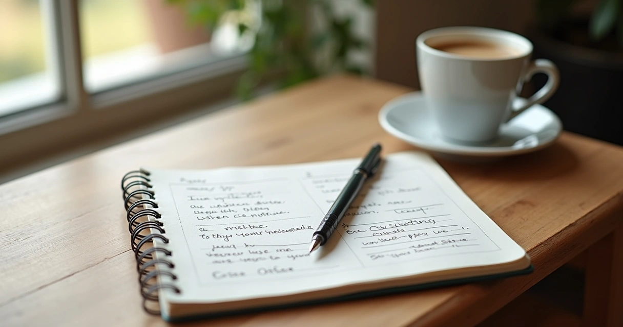 Cuaderno abierto con anotaciones sobre autoobservación diaria 