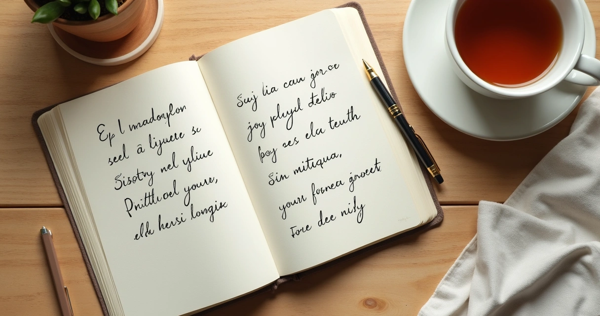 Cuaderno con frases breves de autorregulación sobre una mesa