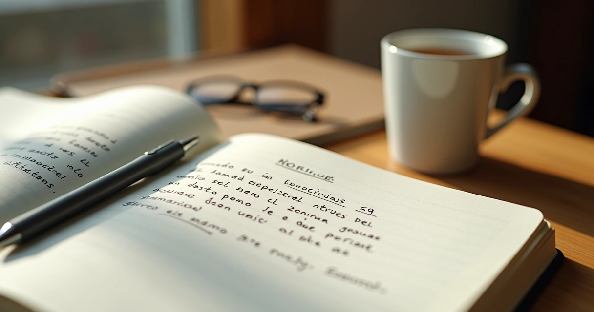 Cuaderno abierto con notas sobre patrones familiares y emociones