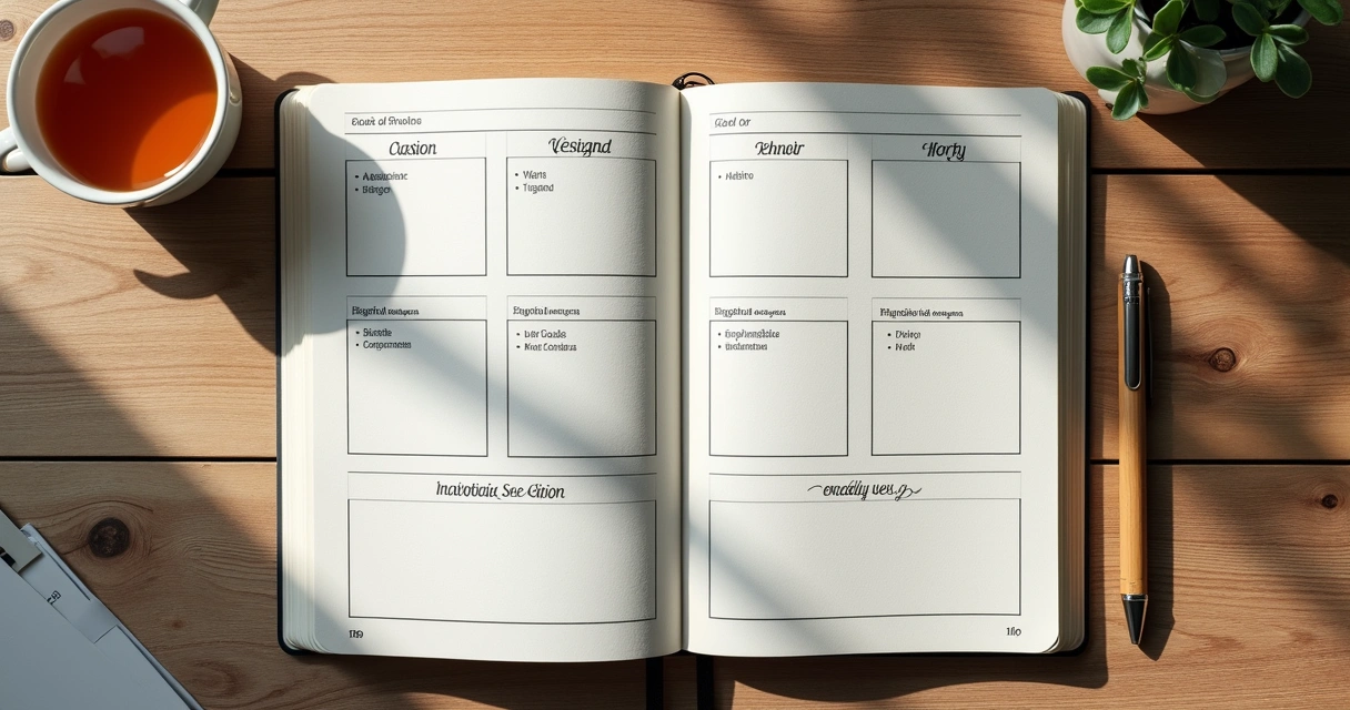 Cuaderno abierto con plan de cambio personal y notas a mano