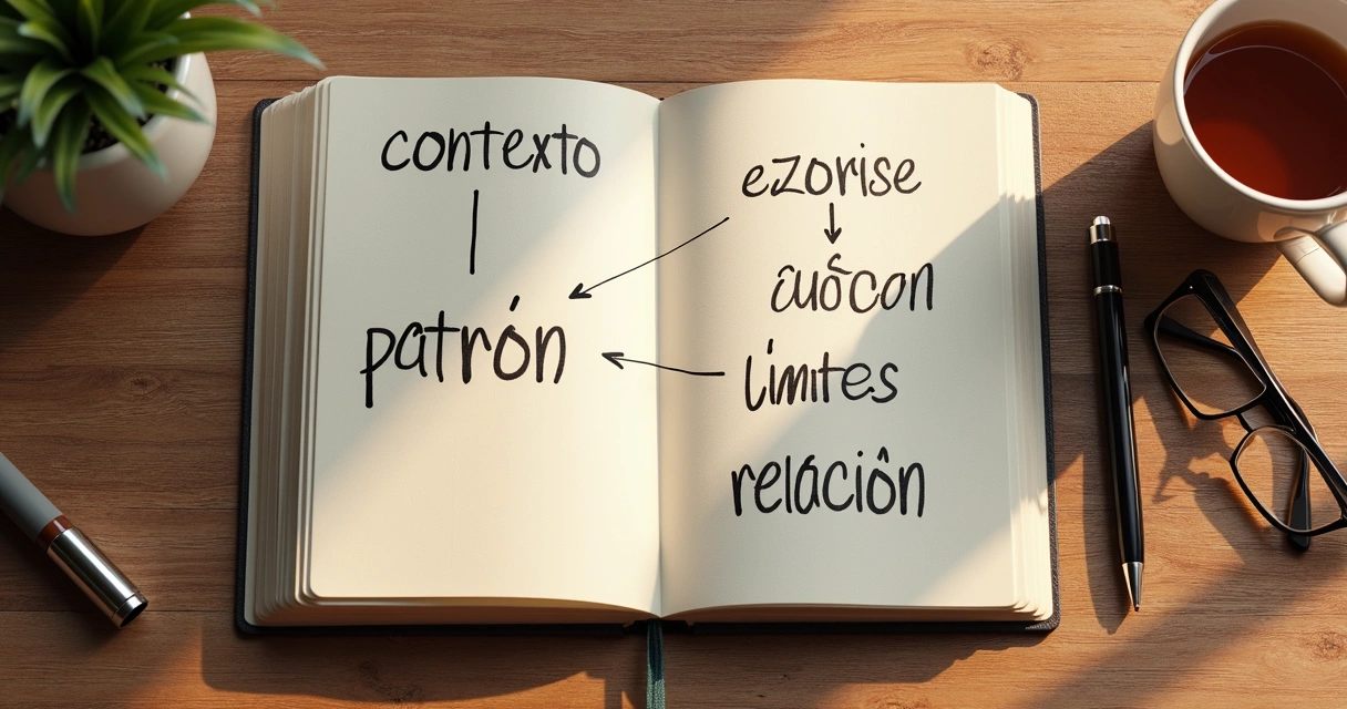 Cuaderno abierto con notas para comprender un conflicto