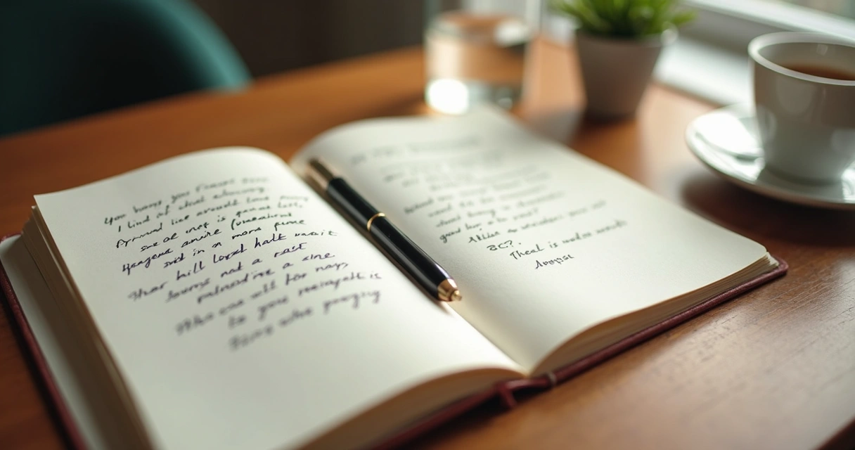 Cuaderno abierto con preguntas de reflexión sobre una relación 